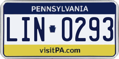 PA license plate LIN0293