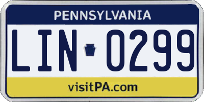 PA license plate LIN0299
