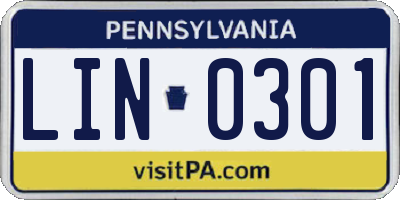PA license plate LIN0301