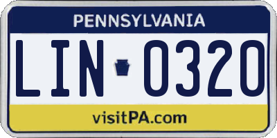 PA license plate LIN0320
