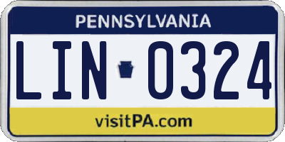 PA license plate LIN0324