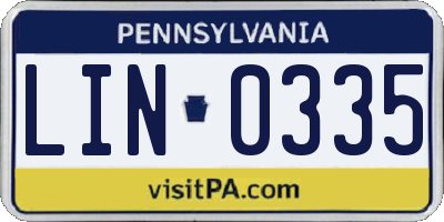 PA license plate LIN0335