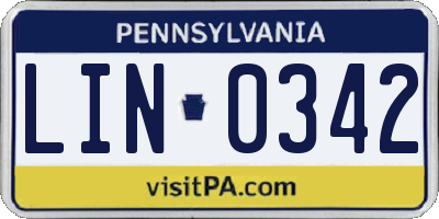 PA license plate LIN0342
