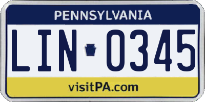 PA license plate LIN0345