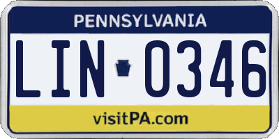 PA license plate LIN0346