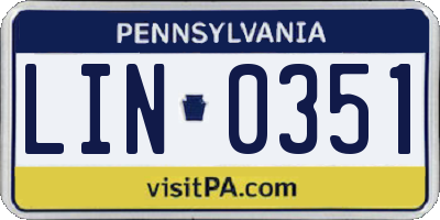 PA license plate LIN0351