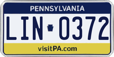 PA license plate LIN0372