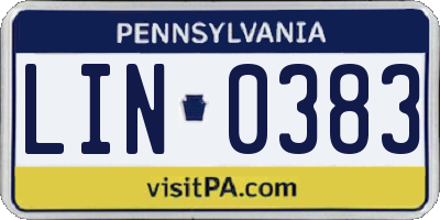 PA license plate LIN0383