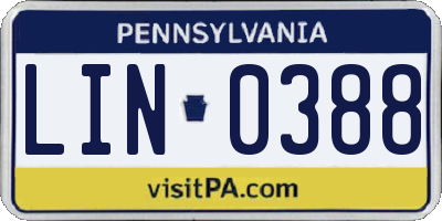 PA license plate LIN0388