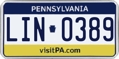 PA license plate LIN0389