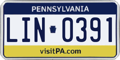 PA license plate LIN0391