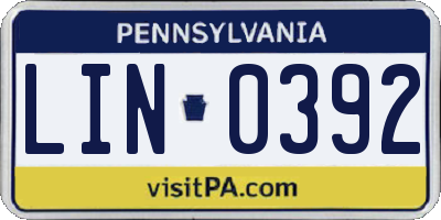 PA license plate LIN0392