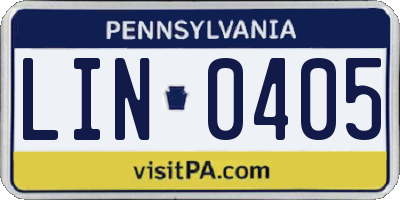 PA license plate LIN0405