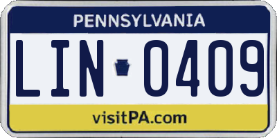 PA license plate LIN0409