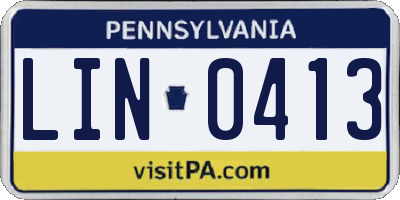 PA license plate LIN0413