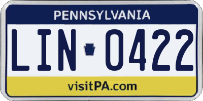 PA license plate LIN0422