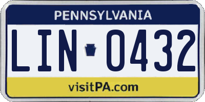 PA license plate LIN0432