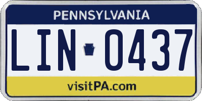 PA license plate LIN0437