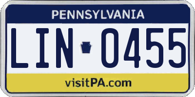 PA license plate LIN0455