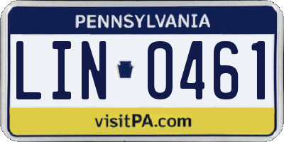 PA license plate LIN0461