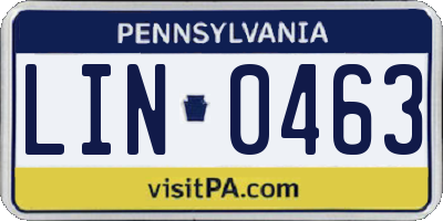 PA license plate LIN0463