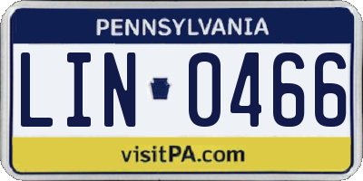 PA license plate LIN0466