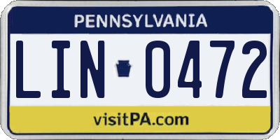 PA license plate LIN0472