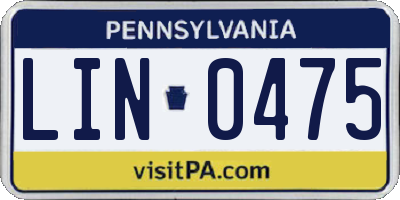 PA license plate LIN0475