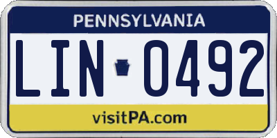 PA license plate LIN0492