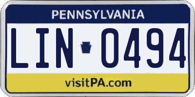 PA license plate LIN0494