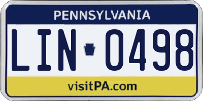 PA license plate LIN0498