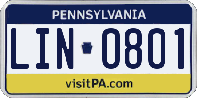 PA license plate LIN0801
