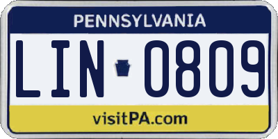PA license plate LIN0809