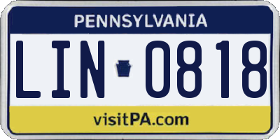 PA license plate LIN0818
