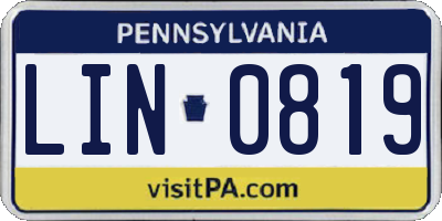 PA license plate LIN0819