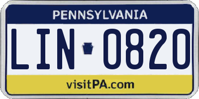 PA license plate LIN0820