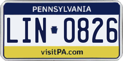 PA license plate LIN0826