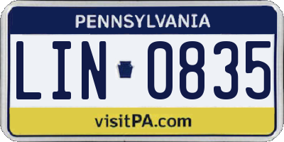 PA license plate LIN0835
