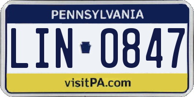 PA license plate LIN0847