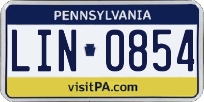 PA license plate LIN0854