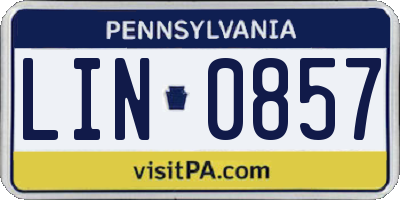 PA license plate LIN0857