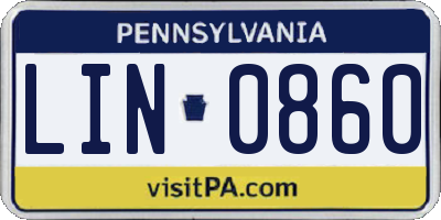 PA license plate LIN0860