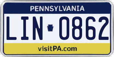 PA license plate LIN0862