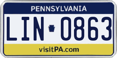 PA license plate LIN0863