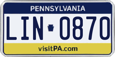 PA license plate LIN0870