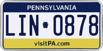 PA license plate LIN0878