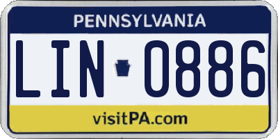 PA license plate LIN0886