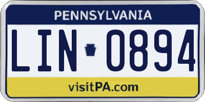 PA license plate LIN0894