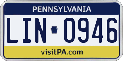 PA license plate LIN0946