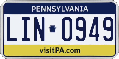 PA license plate LIN0949